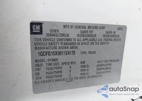 2008 Chevrolet Express Work Van z USA, uszkodzony, nr VIN 1GCFG15X981124176